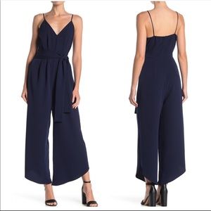 Abound V-Neck Tie Waist Jumpsuit Wide Leg Cropped